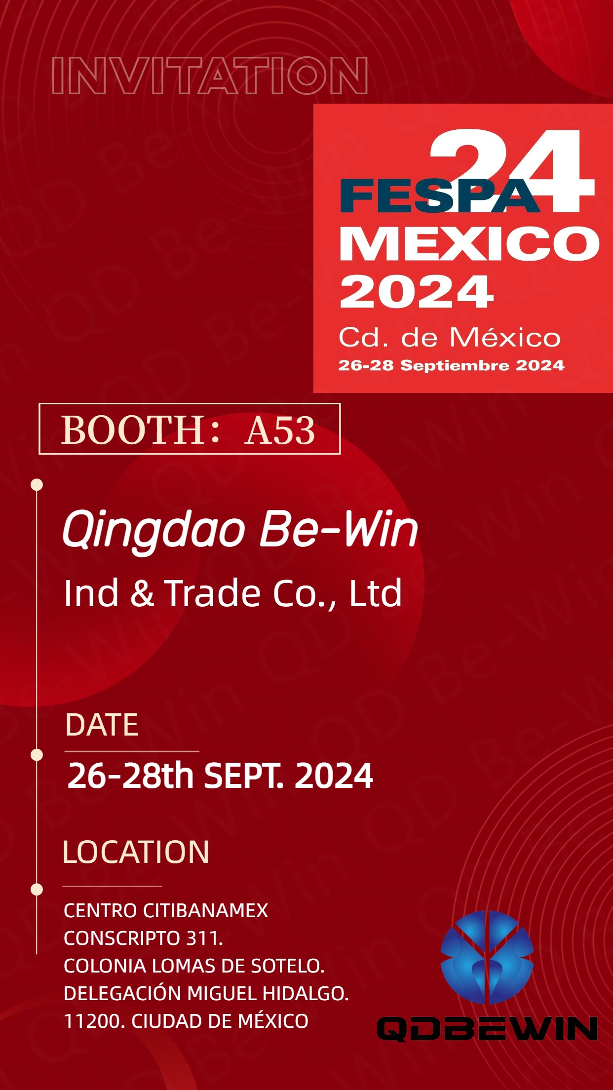 Qingdao Be-Win Ind & Trade Co., Ltd компаниясы FESPA 2024 Мексикада акрил парақтарын, ПВХ көбік тақталарын және алюминий композиттік панельдерін көрсетеді